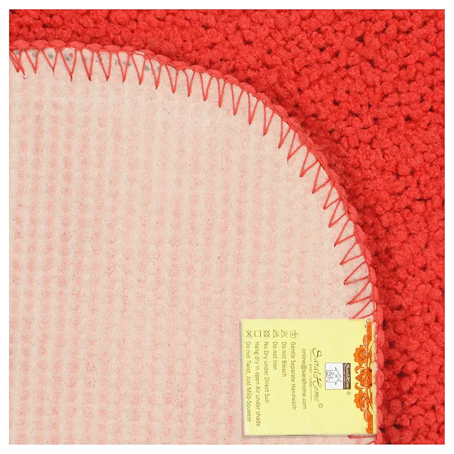 Saral Home Easy Living Microfiber Solid Rectangle Anti-skid Bath Mats Colour Red (Pack Of 2)