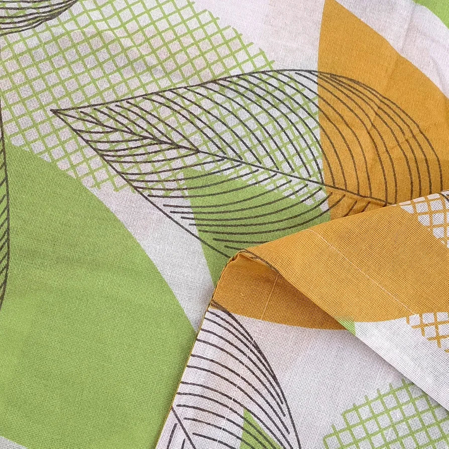 Divine Casa Double Size Bedsheet for Double Bed, 144 TC Pure Cotton Queen Size with 2 Pillow Covers Floral Colour Sage & Mustard