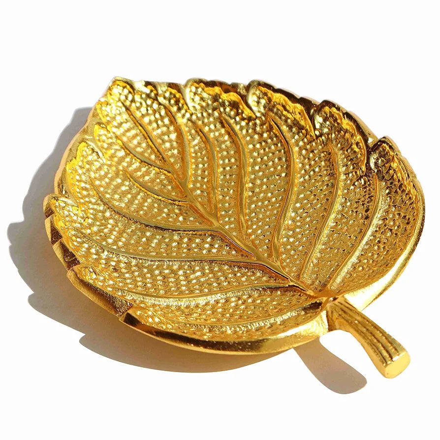 Pure Source India Leaf Design Aluminum Agarbatti Stand/Incense Holder Gold