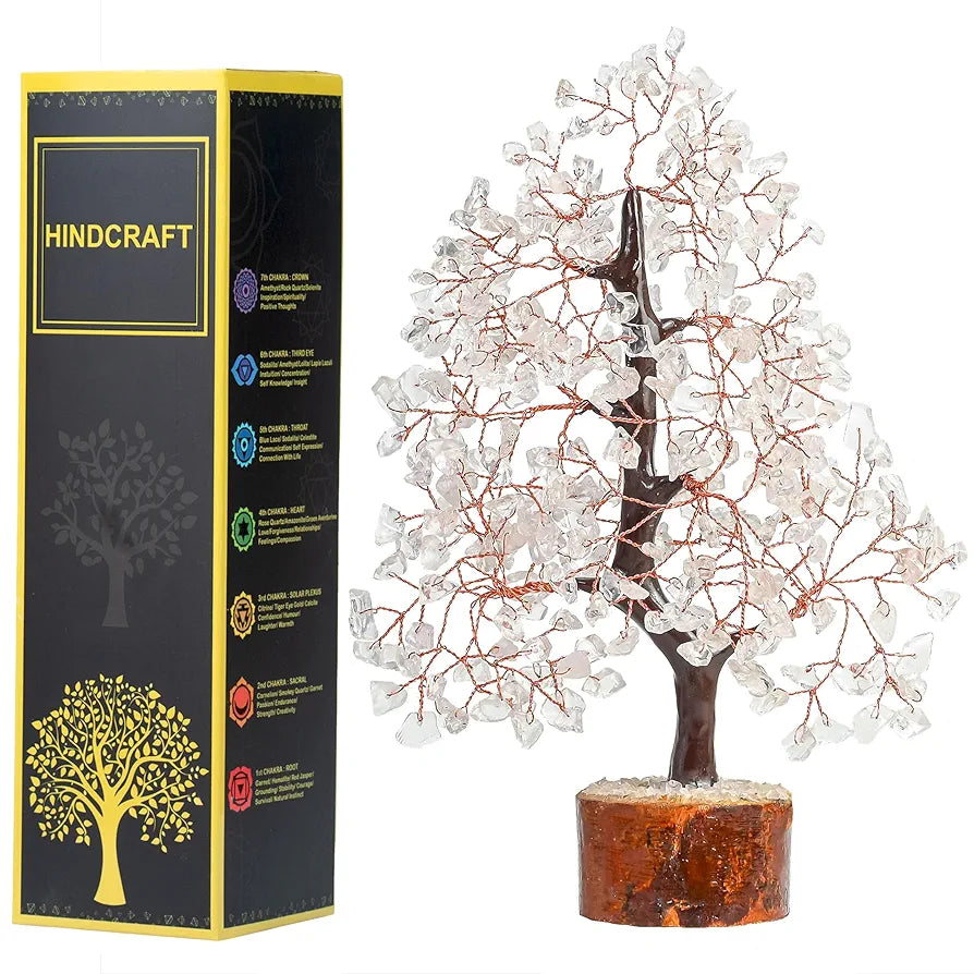 HindCraft Clear Quartz Crystal Tree Copper Wire 10-12 inch