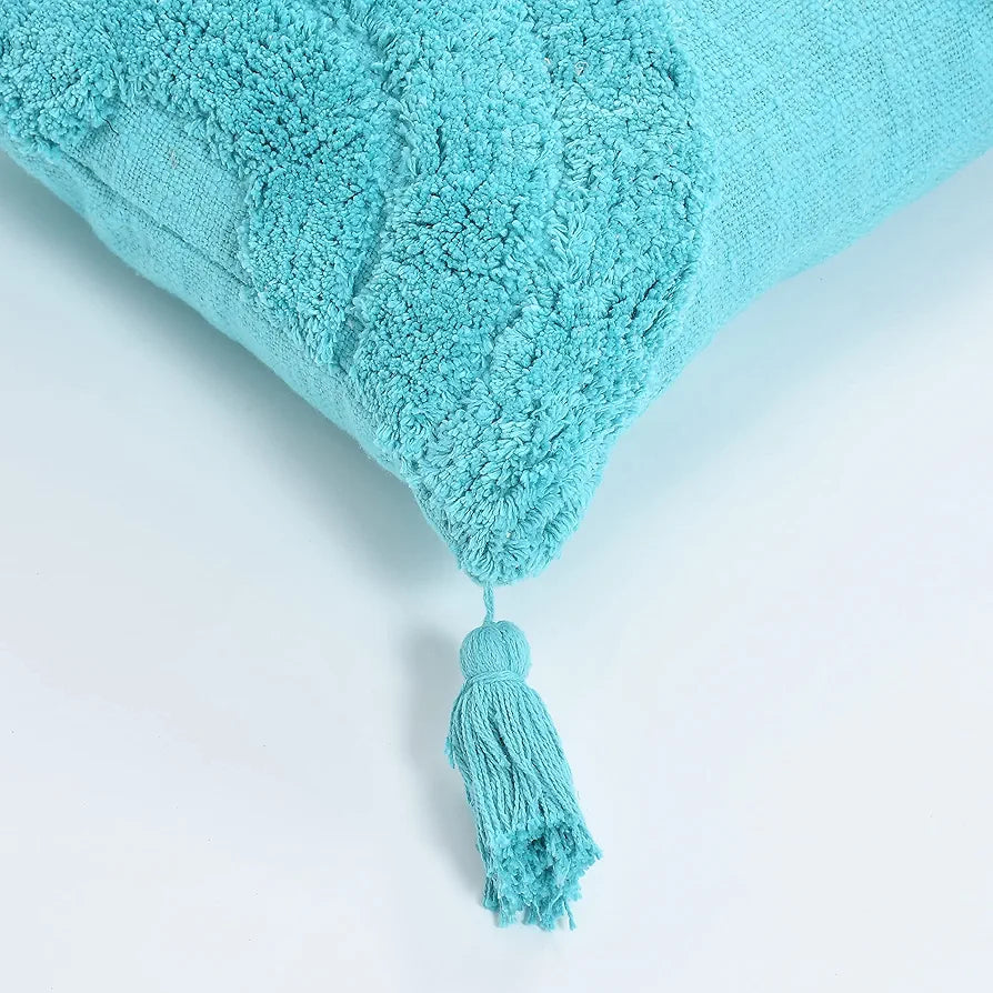 Homadorn Luxury Cotton Handmade Decorative Boho Throw Tufted Pillow Covers Turqouise