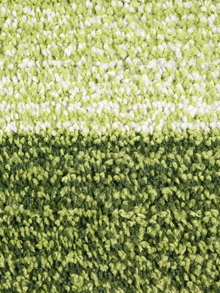 Saral Home Microfiber Striped Rectangle Shaped Anti-Skid Bath Mats Colour Green (Pack of 2)