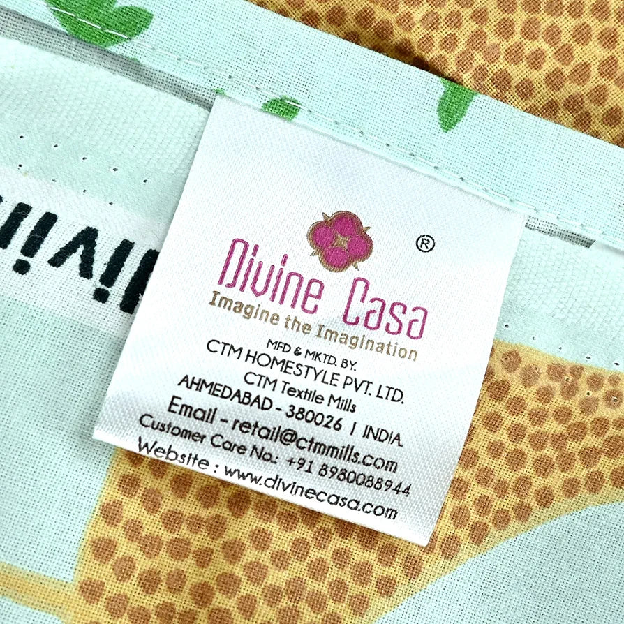 Divine Casa 144 TC 100% Cotton Single Bedsheet with 1 Pillow Cover Abstract Pattern Colour Water Blue