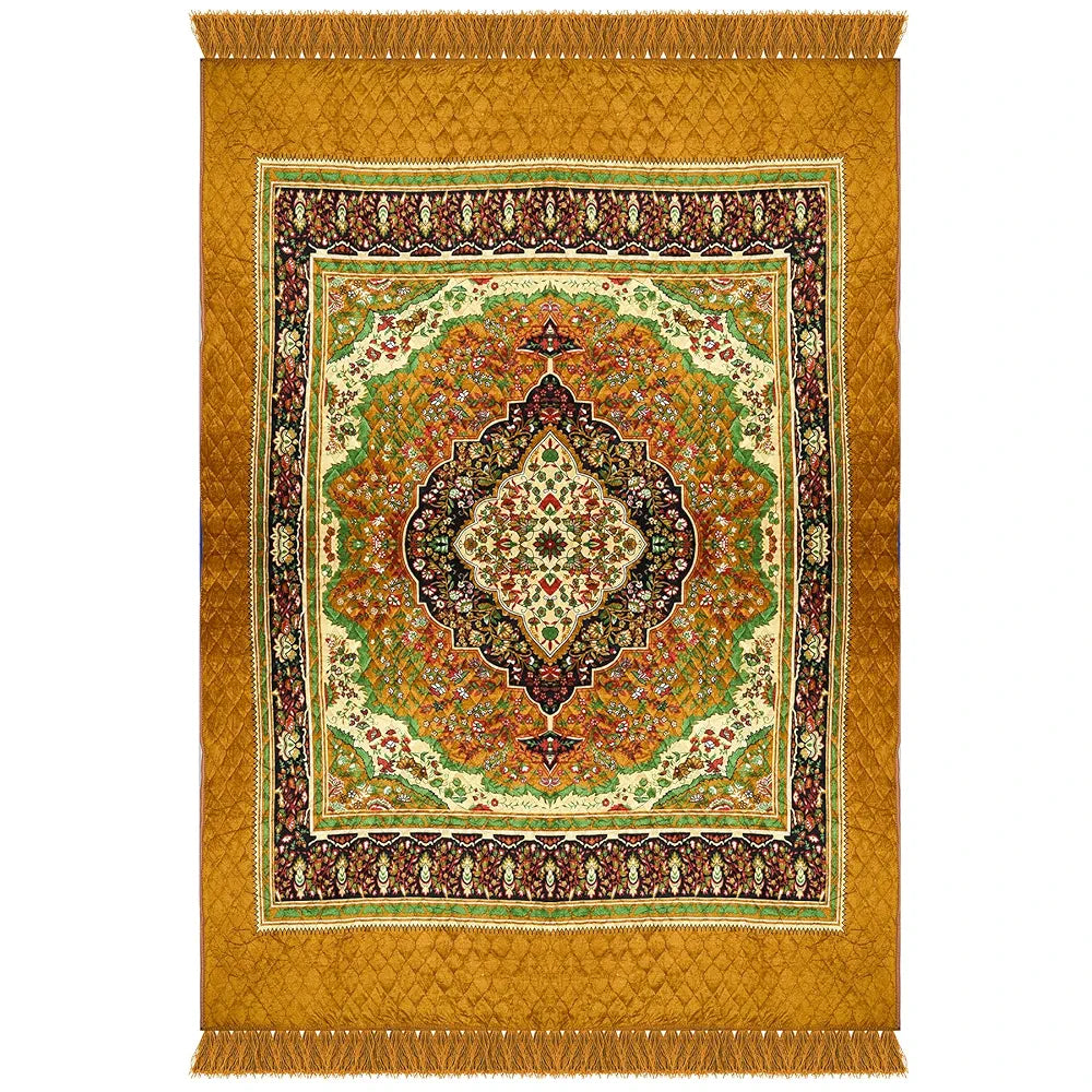Kuber Industries Carpet Velvet Carpet-Rug for Home Decor Carpet Rug for Bedroom Golden