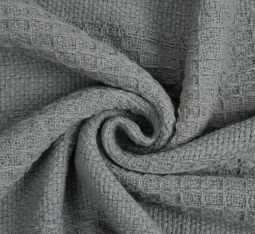 Sashaa World Grey Cotton Throw for Sofa Colour Grey