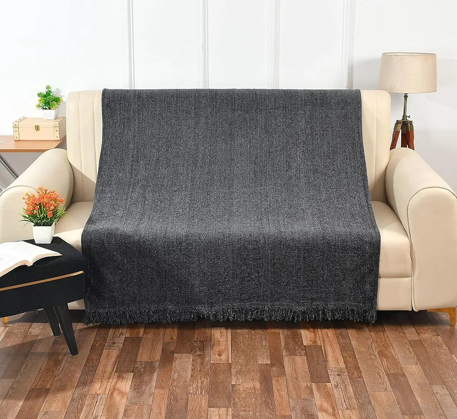 Sashaa World Soft Chenille Throw Colour Charcoal