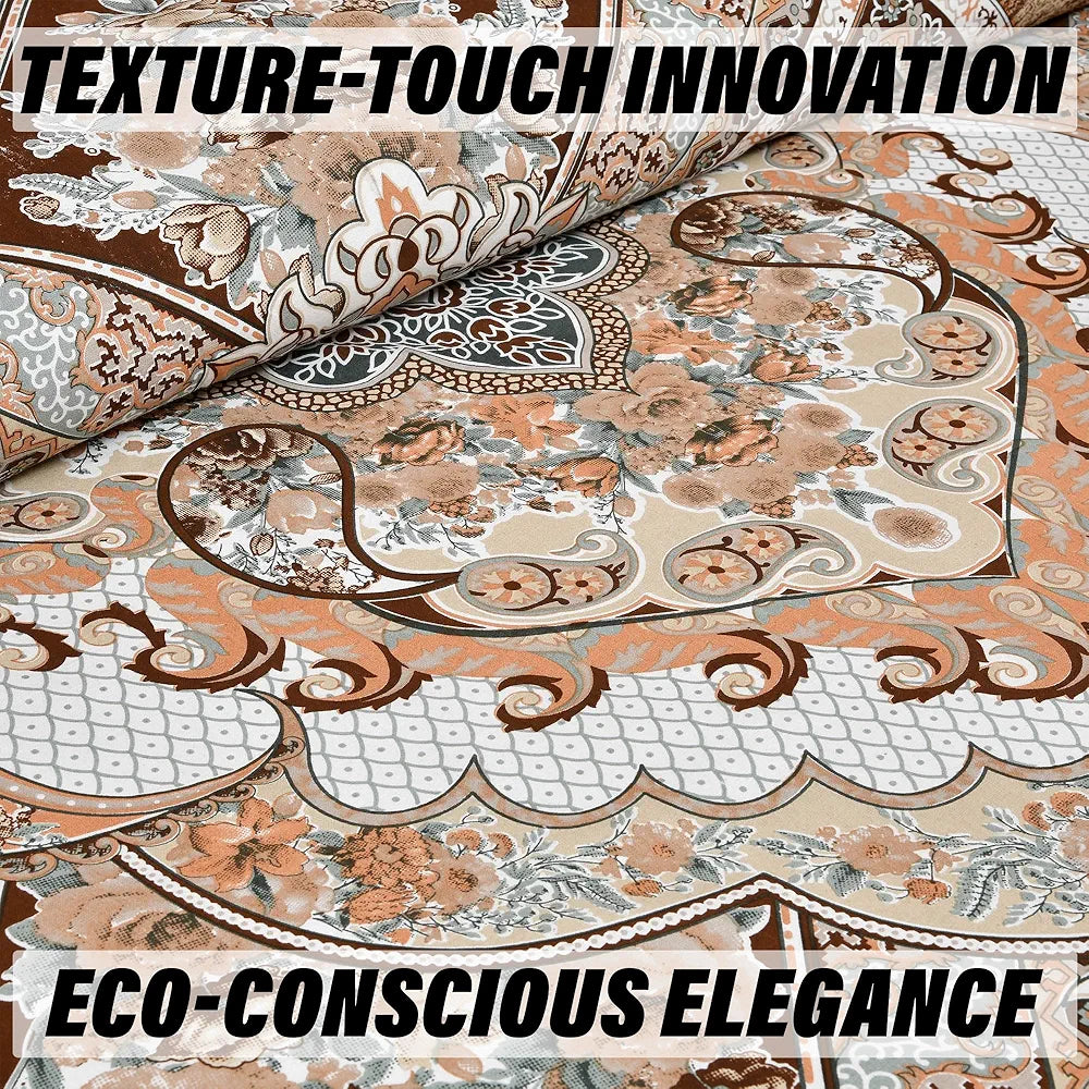 Kuber Industries Double Bedsheet with 2 Pillow Covers 186 TC Premium Cotton Arabic Beauty Flower Square Brown