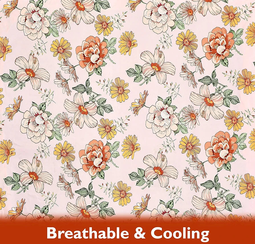 Fresh From Loom Floral Print Microfiber Single Bed Bedsheet Set Anti Fade 240 TC 1 Pillow Covers Soft-Pink