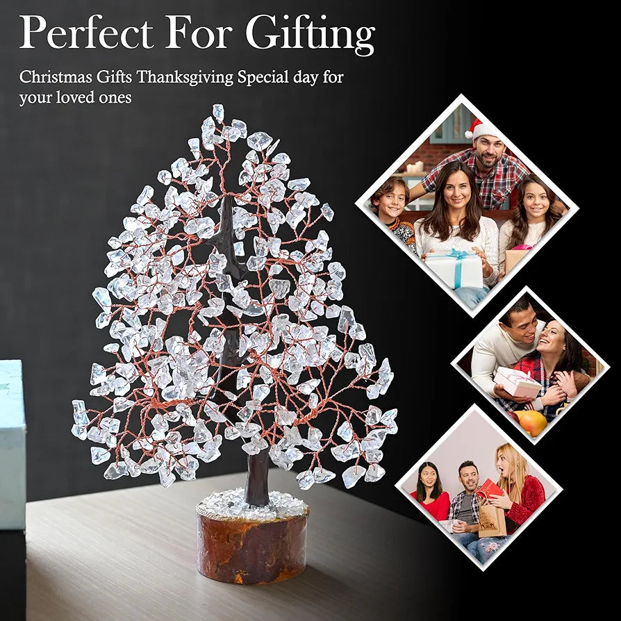 Bezavo Clear Quartz Crystal Healing Tree Copper Wire