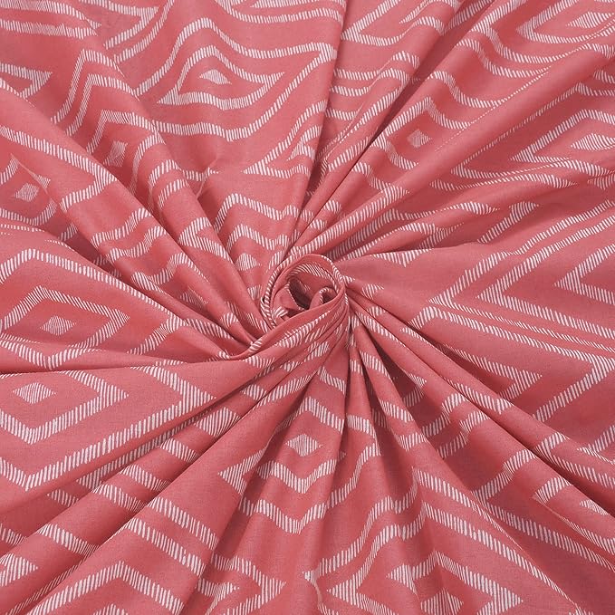 Huesland by Ahmedabad Cotton 144 TC King Size Bedsheet Cotton with 2 Pillow Covers | Peach Pink & White