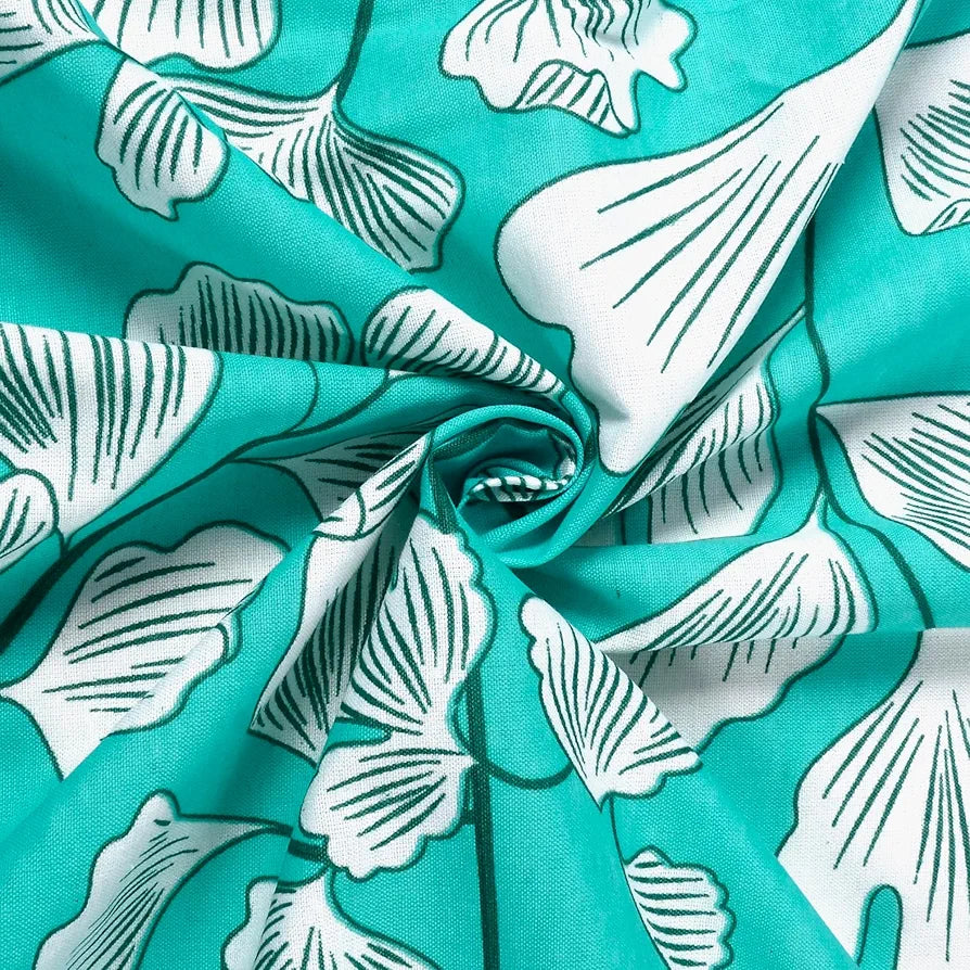 Divine Casa 144 TC Super Soft Cotton Bedsheet for Double Bed  144 Thread Count - Floral Colour Teal & White