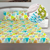 Divine Casa 144 TC Cotton Geometric Print King Size Double Bed Elastic Fitted Bedsheet with 2 Pillow Cover Colour Lime Punch