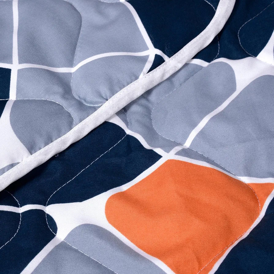 Divine Casa 120 GSM Microfiber Reversible Kids Single Bed Comforter Ultra-Soft Toddler Blanket Colour Blue-Grey and Orange