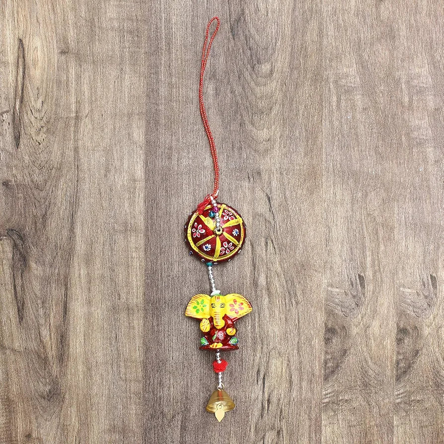 eCraftIndia Handcrafted Decorative Lord Ganesha Wall Hanging Bell STRGAN501