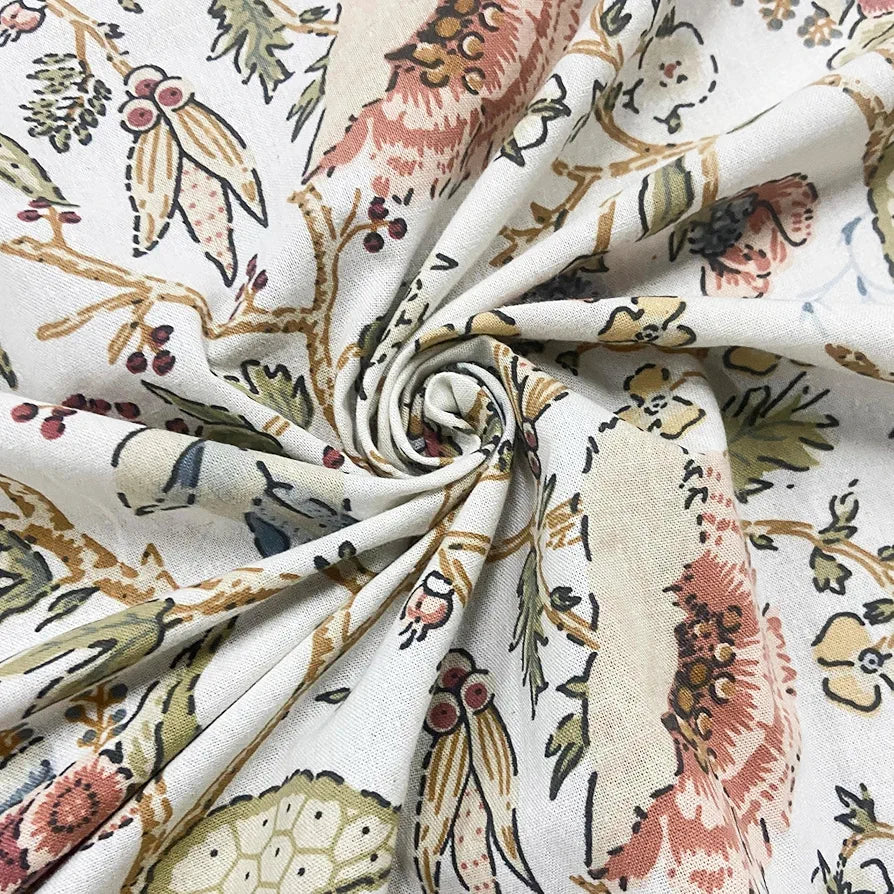 Sajavat Home 100% Pure Cotton King Size Bedsheet Set with 2 Pillow Covers Colour Beige & Floral