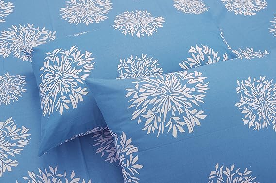 Huesland by Ahmedabad Cotton 144 TC Double Bedsheet Cotton with 2 Pillow Covers - Blue