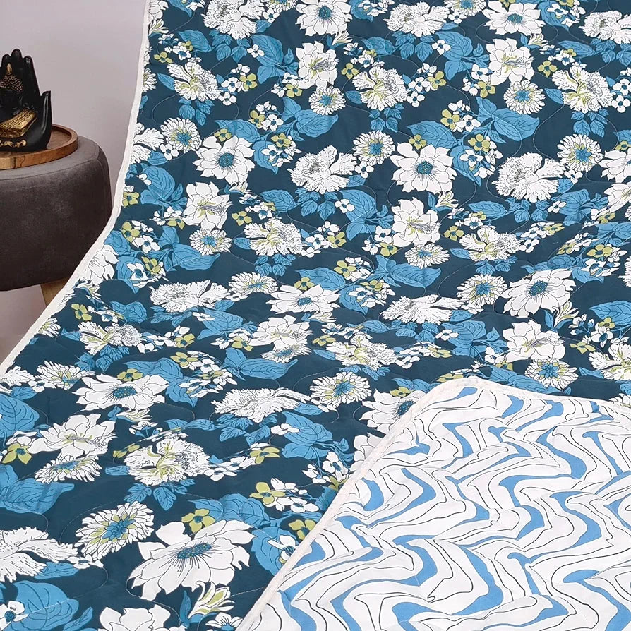 Divine Casa 120 GSM Microfiber Single Bed Comforter Soft & Lightweight Reversible AC Blanket Colour Celestial Blue