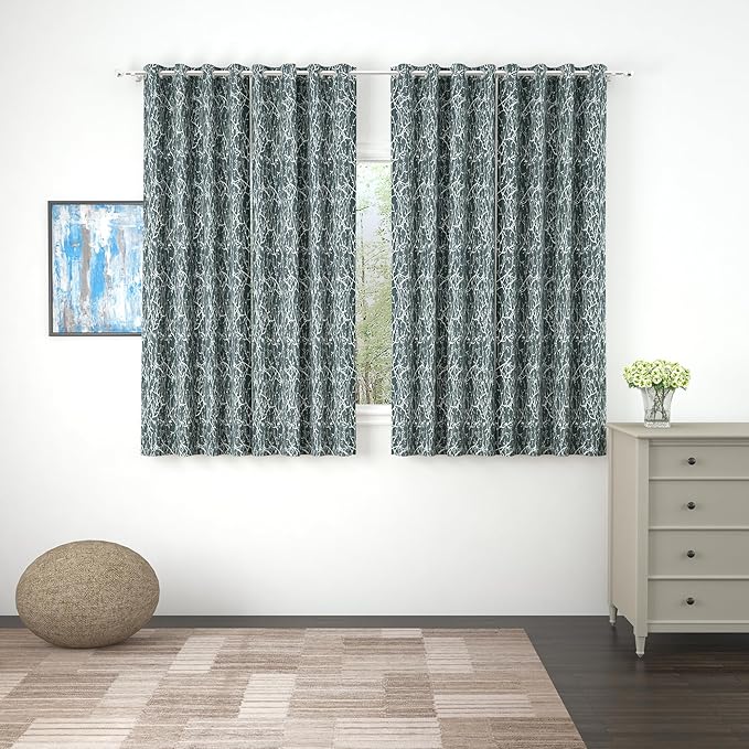 Story@Home Blackout Curtains for 5 Feet Window Long 1 Piece Colour Grey