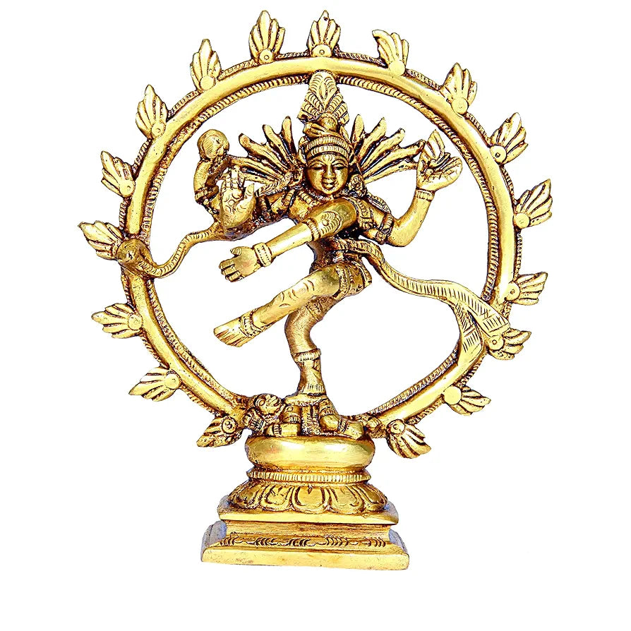 anciently Nataraj Statue Brass | Nataraja Idol Brass | Lord Nataraja Statue Brass, Height 16.5 CM Gold Colour 1 Piece