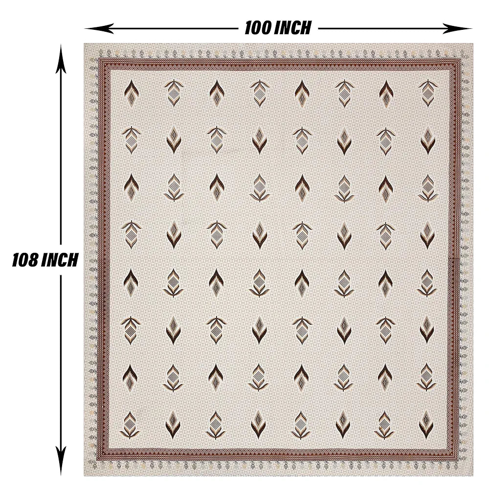 Kuber Industries Double Bedsheet with 2 Pillow Covers 186 TC Premium Cotton Embroidery Katli Flower Brown