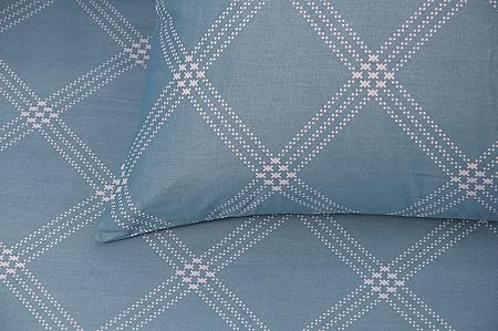 Huesland by Ahmedabad Cotton 186 TC Cotton Bedsheets for King Size Bed with 2 Pillow Covers | Blue