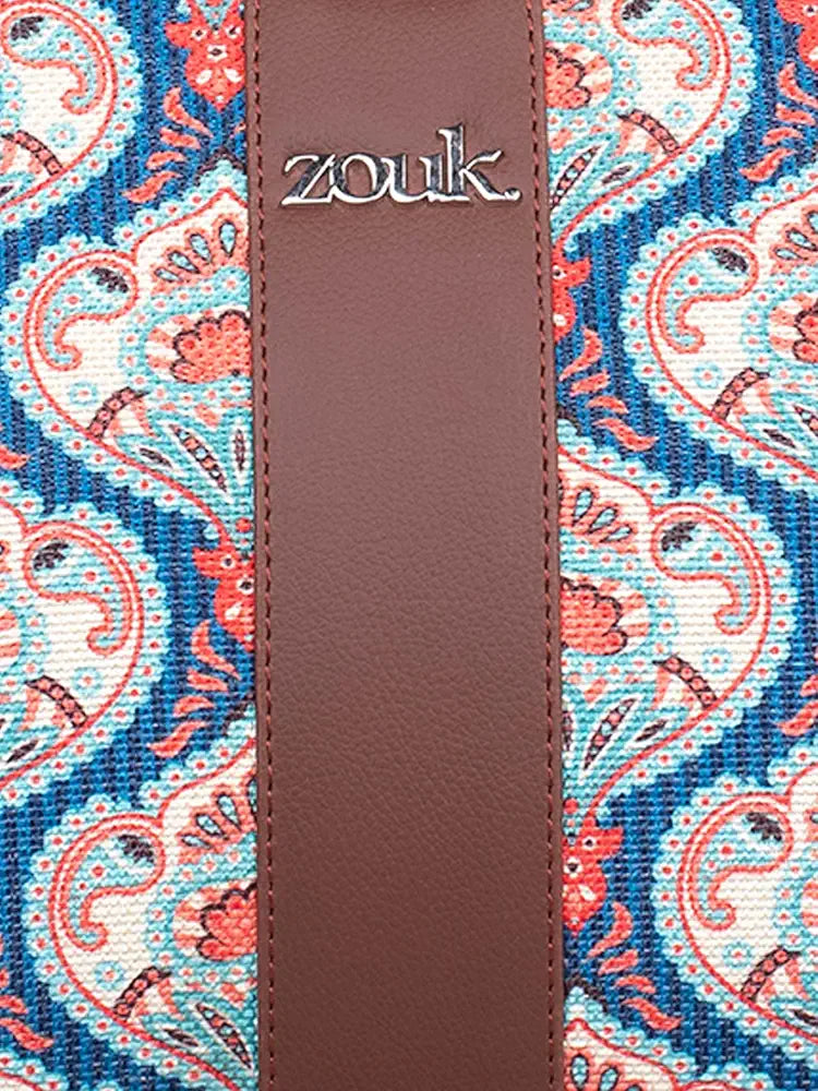 Zouk Konkona Statement Satchel Bag Jute & Leather