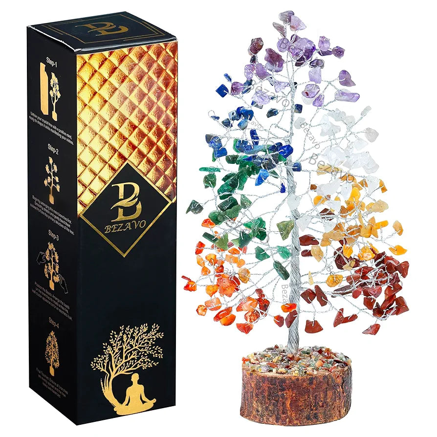 Bezavo Seven Chakra Crystal Tree Silver Wire