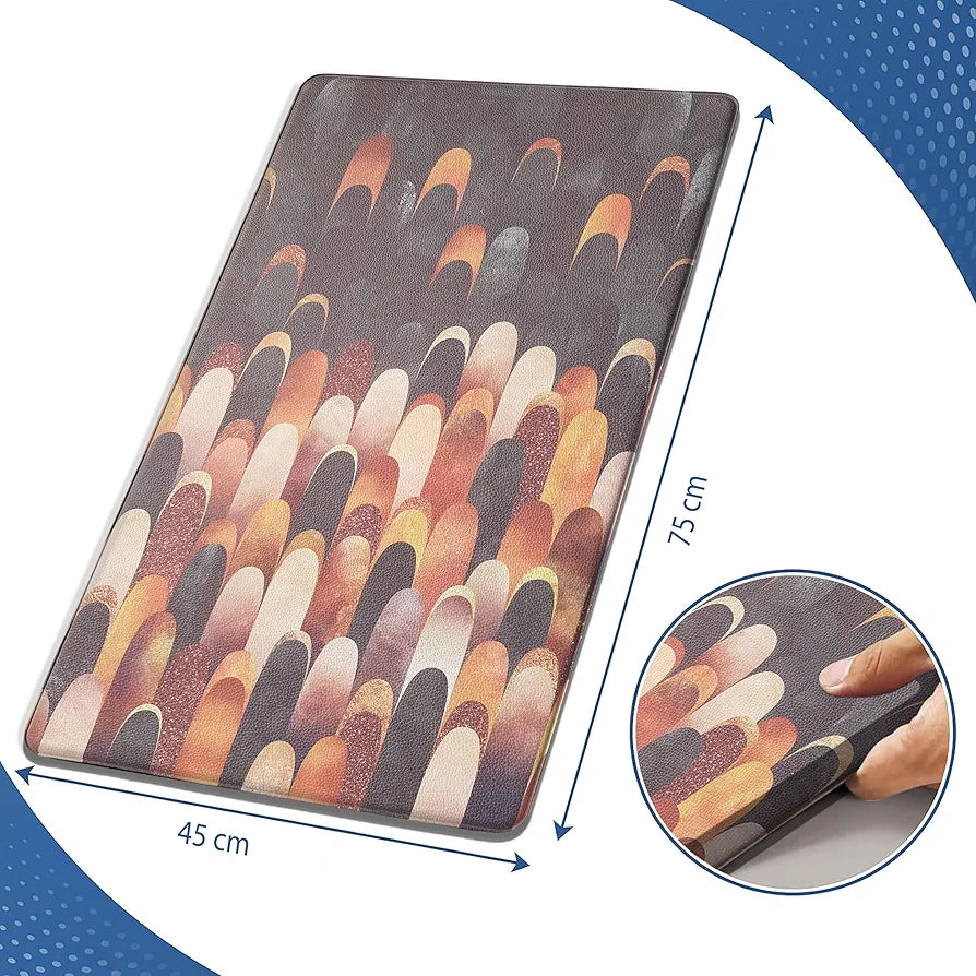 Luxe Home Columbo Anti-Fatigue Kitchen Mat Slip Cushioned Comfort Mat Stylish Feather Pattern Standing Desk Mat Colour Lightning