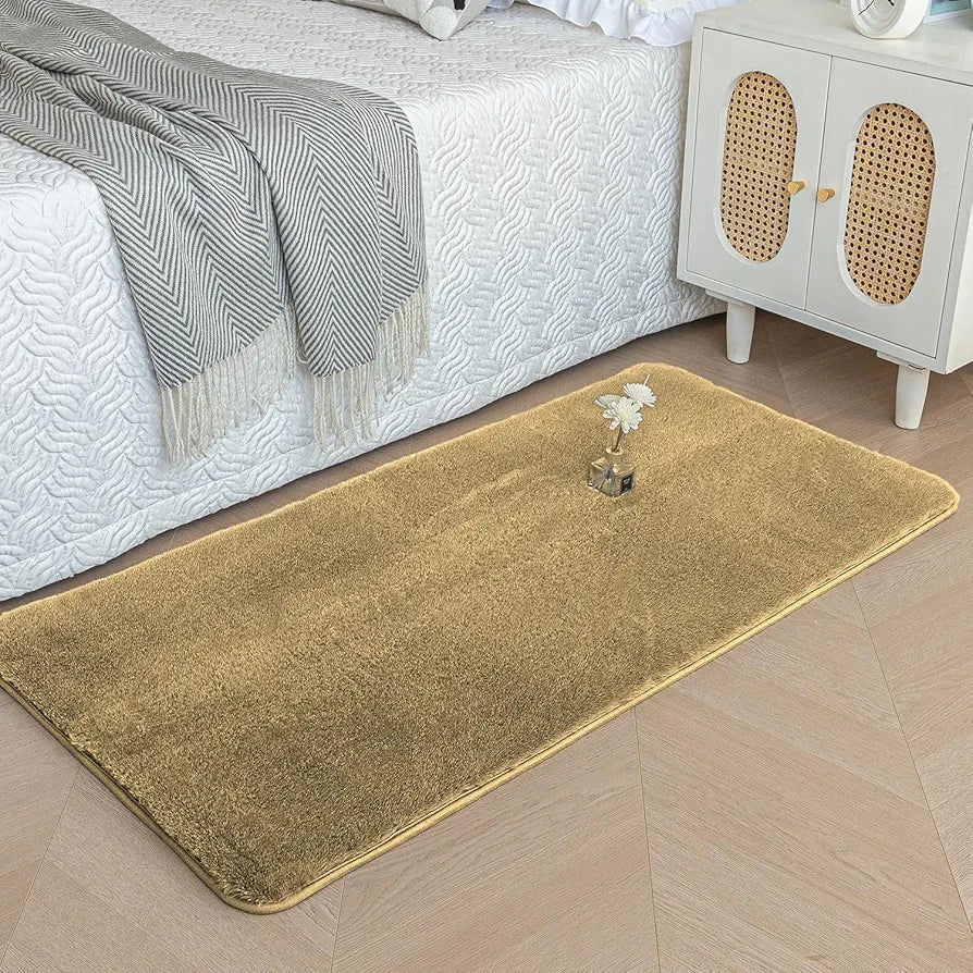 Luxe Home International Rabbit Fur Rectangular Mat Soft Anti Slip Skid Ruffle Mats 60X90 Cm  Rug Colour Cream