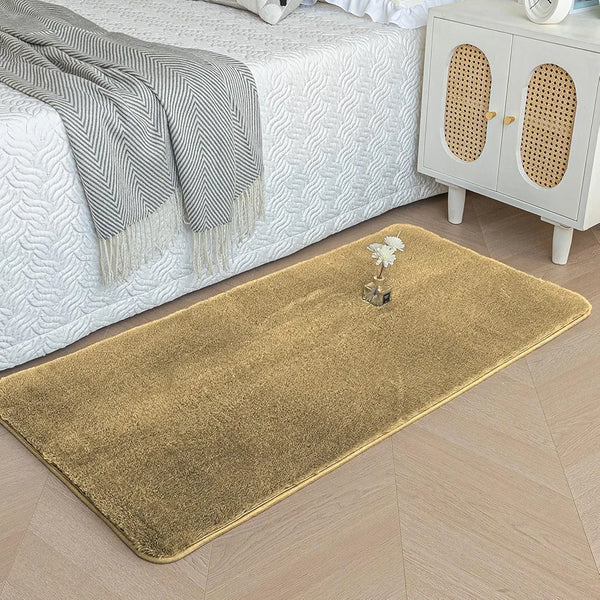 Luxe Home International Rabbit Fur Rectangular Mat Soft Anti Slip Skid Ruffle Mats 60X90 Cm  Rug Colour Cream