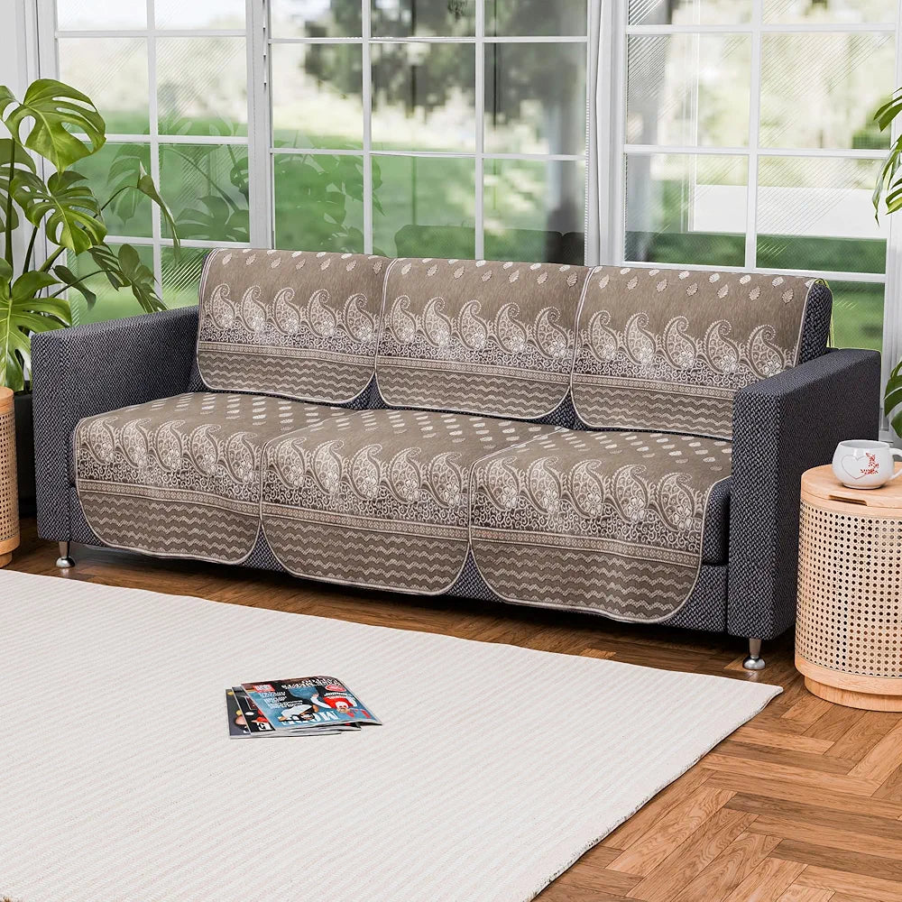 Kuber Industries Set of 6 Durable 3 Seater Sofa Covers Carry Vento Mousse