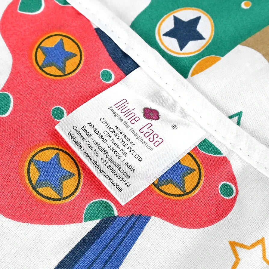 Divine Casa Pure Cotton Printed Single Dohar for Newborn Baby 120 GSM Soft & Lightweight Throw Blanket Colour Rosin White