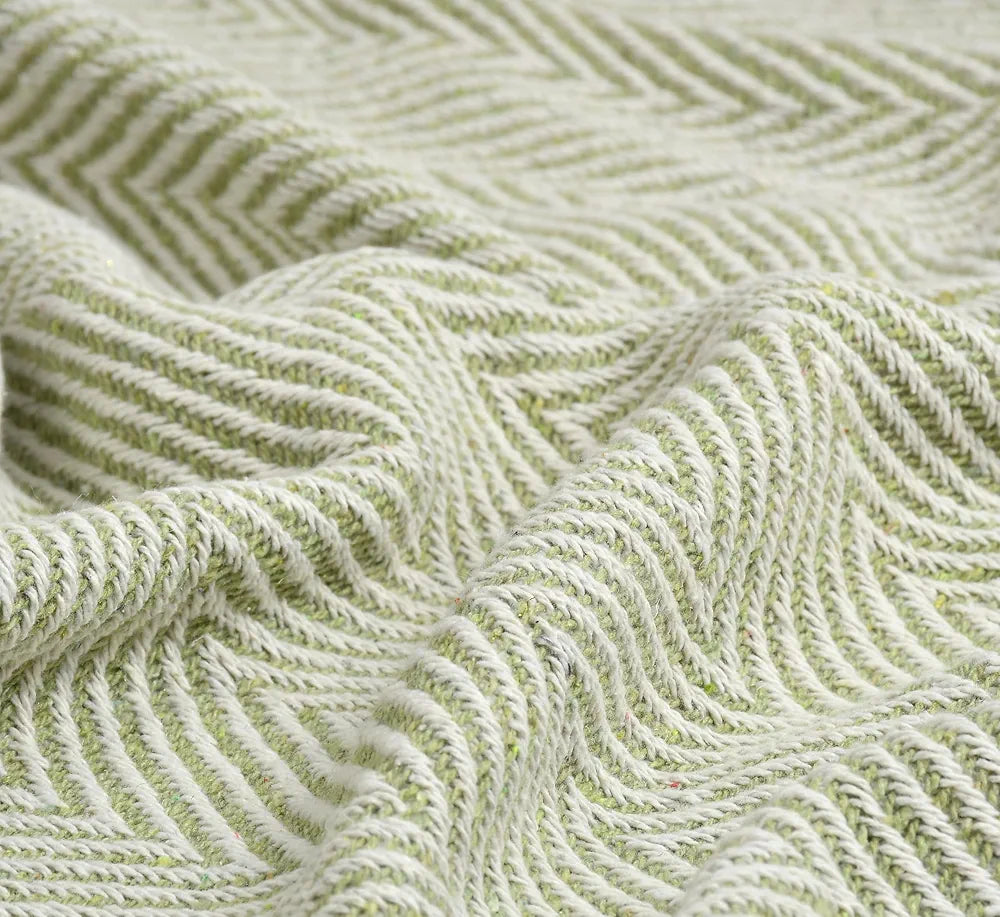 Sashaa World Cotton Spring Hued Chevron Throw Blanket Colour Light Green