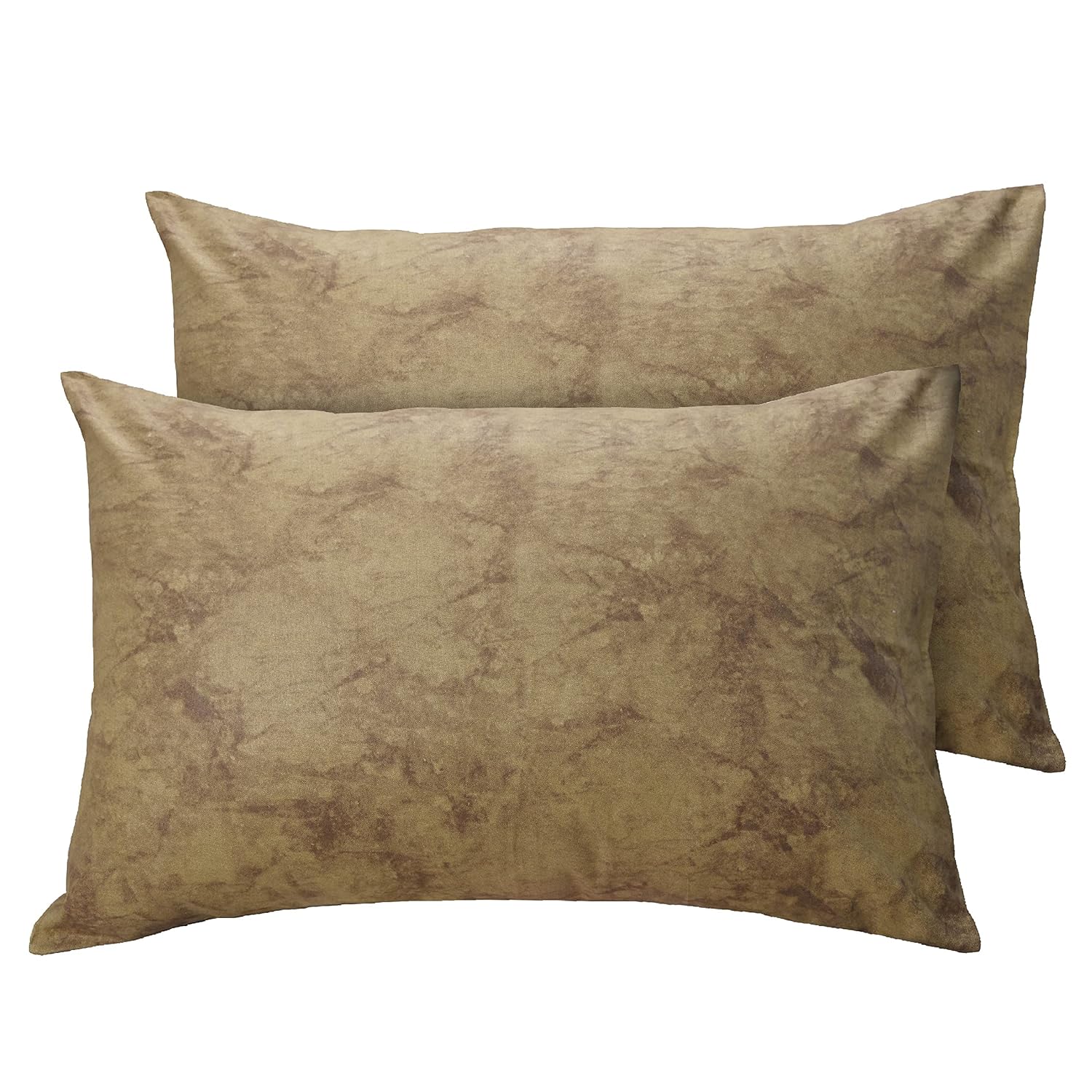 Huesland by Ahmedabad Cotton 186 TC Cotton Pillow Cover Set of 2 | Green Ochre