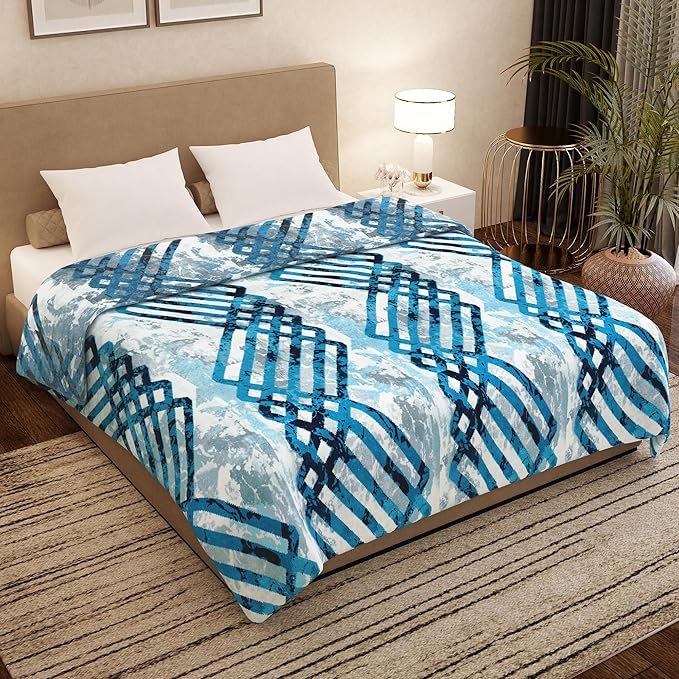 Story@Home Polyester All-Season AC Double Size Finley Blanket Abstract, Slate Grey Colour