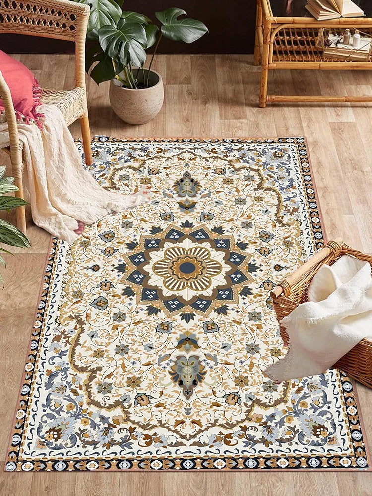 ishro home Feet 3D Jet Multi Printed Carpet Rug Runne Colour Persian White 3 x 5 Feet