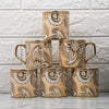 Femora Floral Pattern With Radial Background Golden Coffee Mugs | 180 Ml | Golden | 6 Pieces Set | Not Microwave Safe