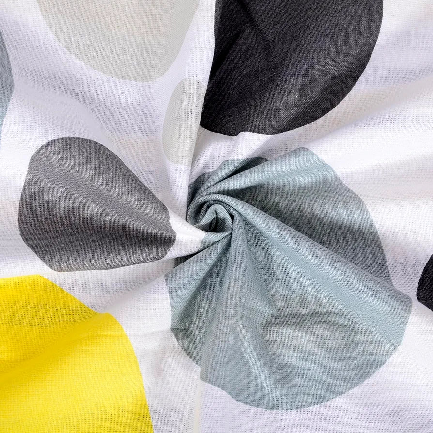 Divine Casa Double Size Bedsheet for Double Bed 144 TC Pure Cotton Queen Size with 2 Pillow Covers Geometric Colour Grey Lagoon