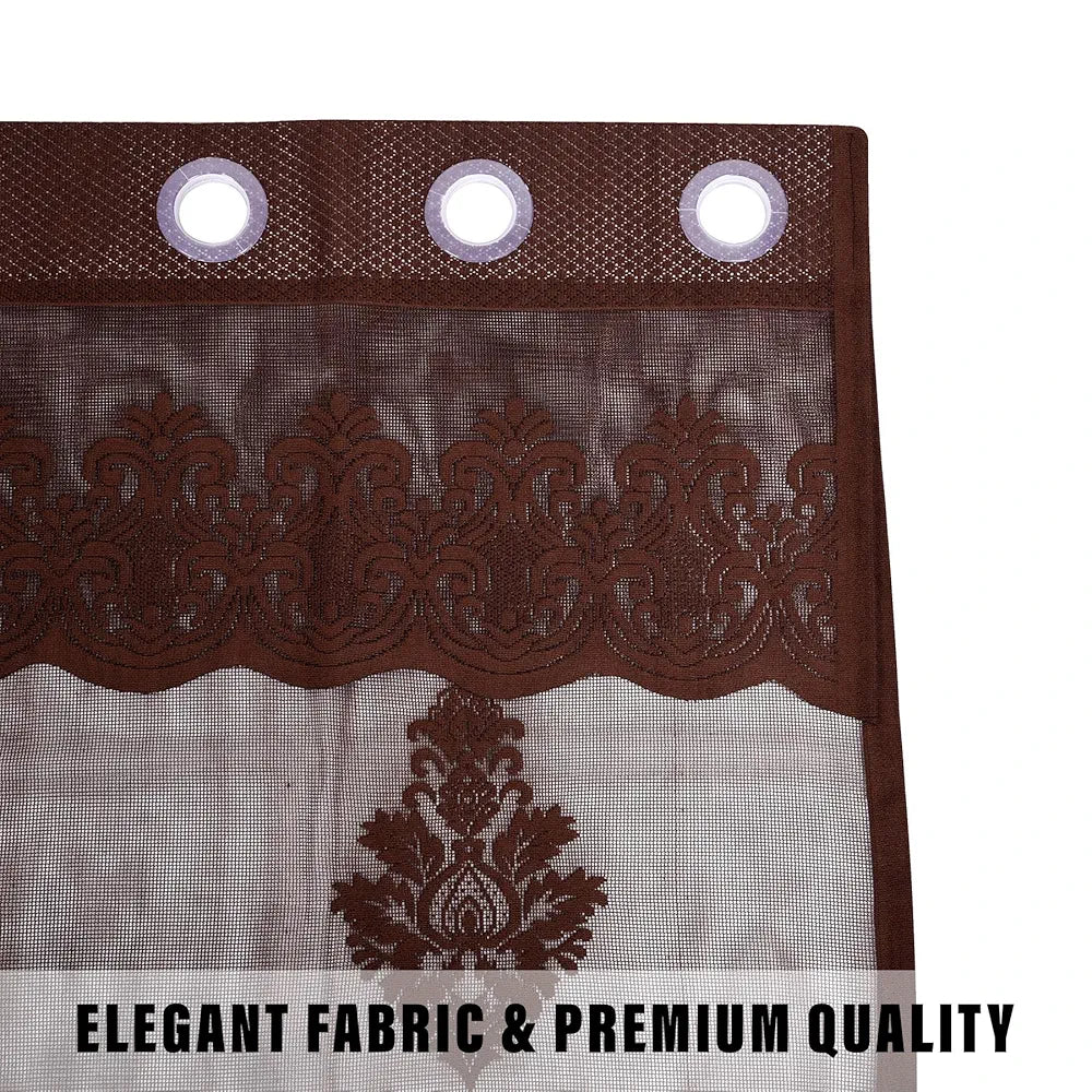 Kuber Industries Darkening Window Curtains with 8 Rings SY15ZZ Brown Colour