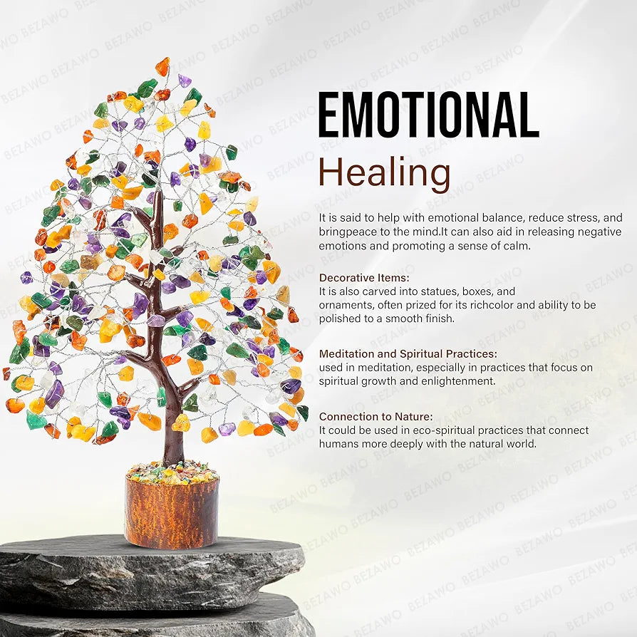 Bezavo Mix Chakra Crystal Tree Silver Wire
