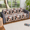 Kuber Industries Set of 6 Velvet 3 Seater Sofa Covers for Living Room Triangular-Cream & Brown