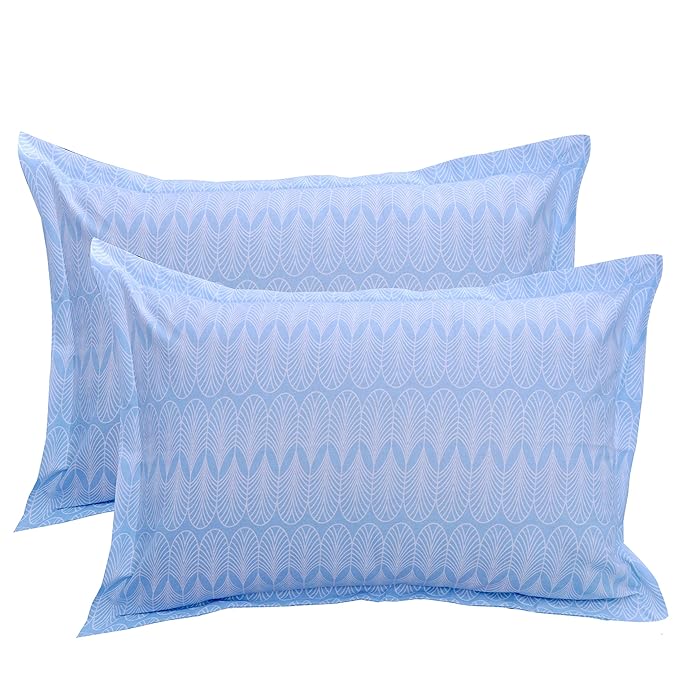 Huesland by Ahmedabad Cotton 144 TC Cotton King Size Bedsheet with 2 Pillow Covers - Sky Blue