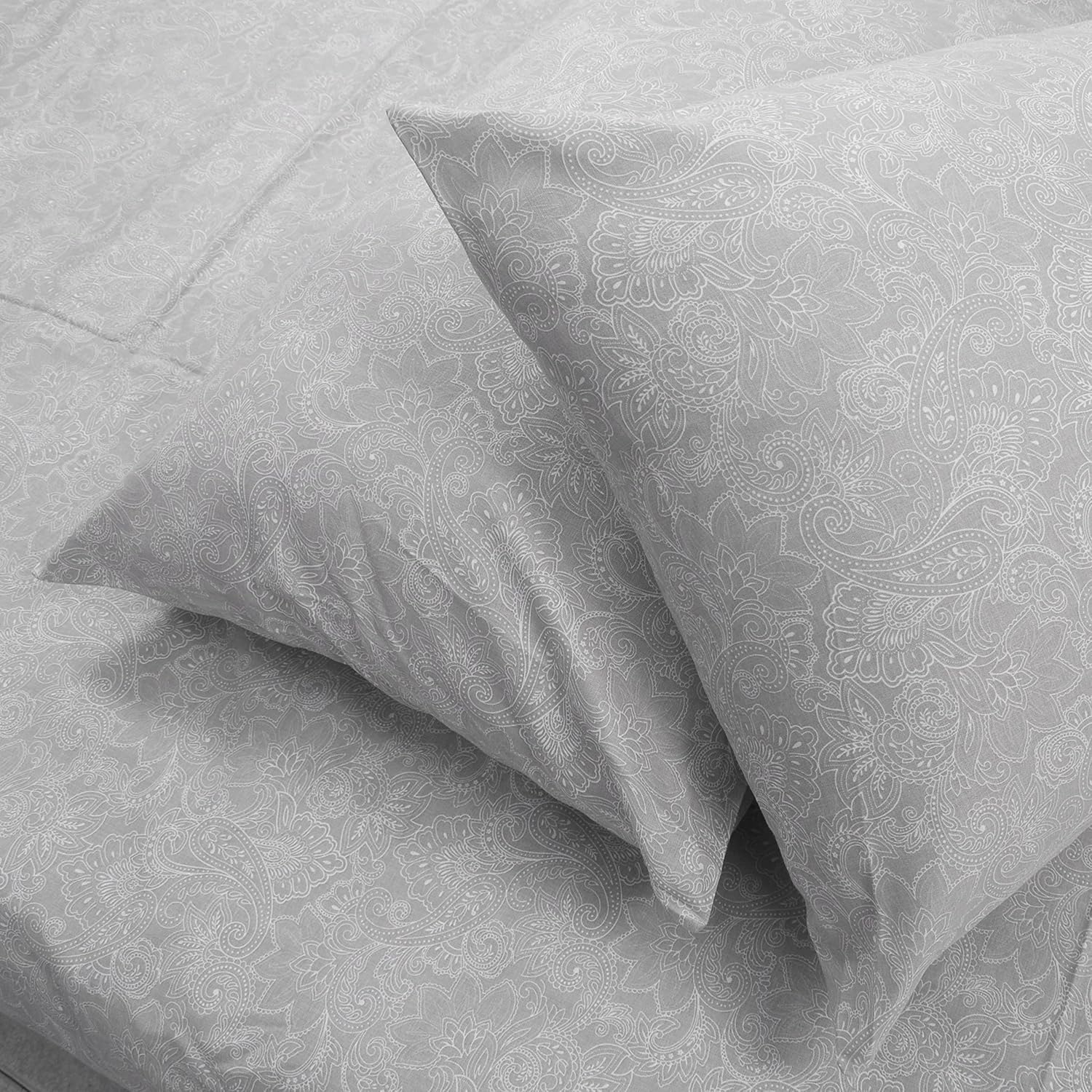 Huesland by Ahmedabad Cotton 186 TC Cotton Pillow Cover Set of 2 | Grey & White