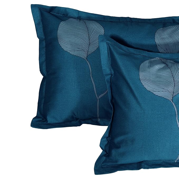 Story@Home Cotton Abstract Print Tevel King Size Bedsheet with 2 Pillow Covers White & Blue Colour