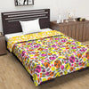 Divine Casa 120 GSM Microfiber Single Dohar Soft & Lightweight Throw Blanket Tropical Leaf Pattern Colour Orange & Yellow