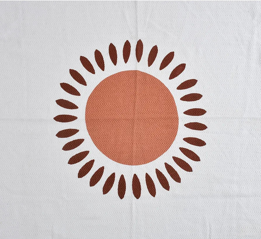 Sashaa World Printed Cotton Throw Colour Orange and Natural