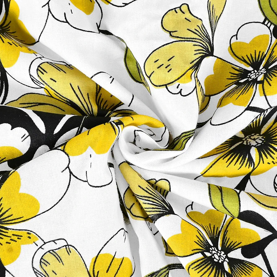 Divine Casa Floret 100% Cotton Single Kids Dohar 120 GSM Soft & Lightweight Throw Blanket Colour Daffodil Yellow