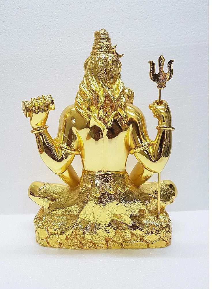 Gold Art India Lord Shiva 24K Gold Plated Idol With Trishul Gold Antique