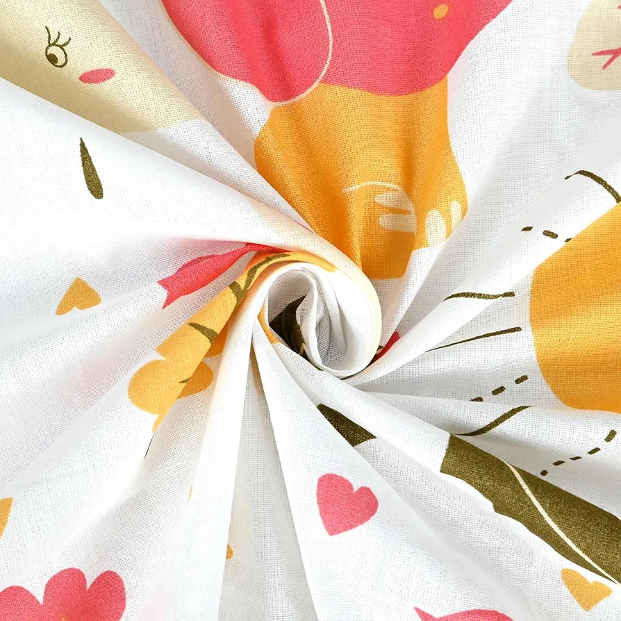 Divine Casa 144 TC 100% Cotton Single Bedsheet with 1 Pillow CoverAbstract Pattern Colour Marlin White