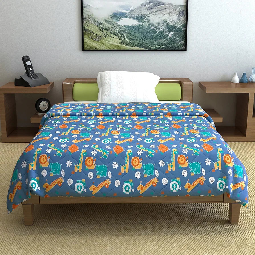 Divine Casa 120 GSM Cotton Single Bed Comforter Soft & Lightweight Reversible All-Season Blanket Iris Deep